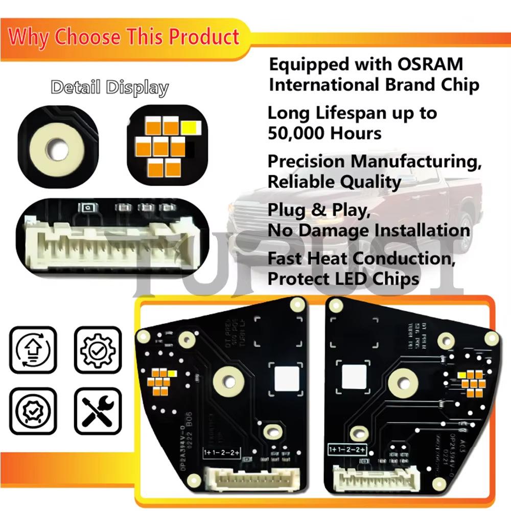 Светодиодный модуль дневных ходовых огней и указателей поворота для Dodge Ram 1500 2019-2022