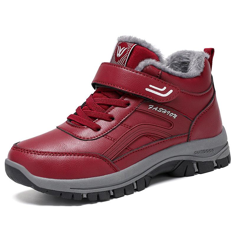 Хлопковая обувь, Утепленные снегоступы большого размера, Хлопковые ботинки на флисе и утолщенные ботильоны, Ботинки на липучках