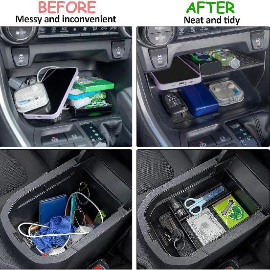 JDMCAR Upgraded Center Console Organizer Compatible With Toyota RAV4 2025 2024 Interior Accessories, Gear Shift Storage Tray Secondary Box Ert