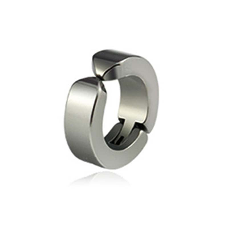 1 Pc Women Men Punk Earring Titanium Steel Black No Pierced Fake Earring Circle Ear Clip Pop Jewelry