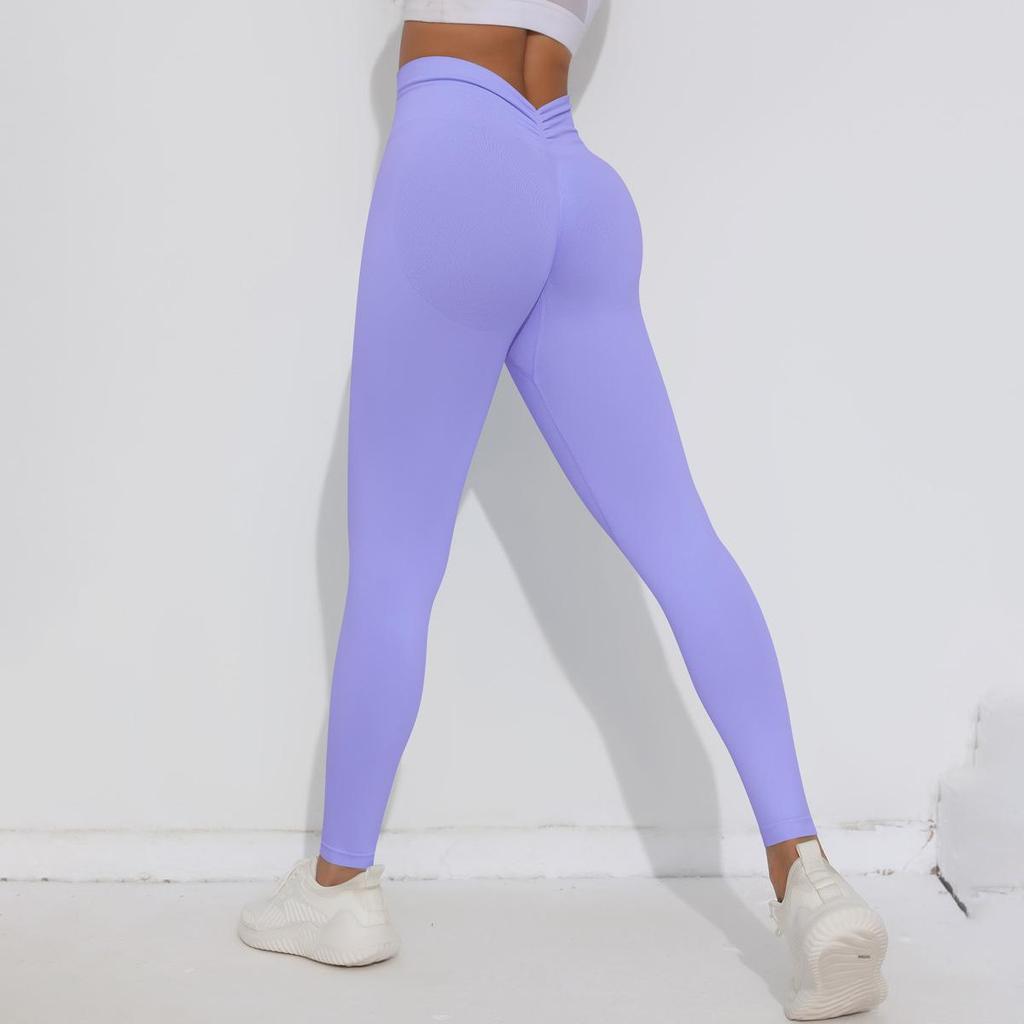 Women's High-Waist Seamless Knitted Yoga Leggings - Peach Hip-Lifting, Outdoor Fitness Running Pants
