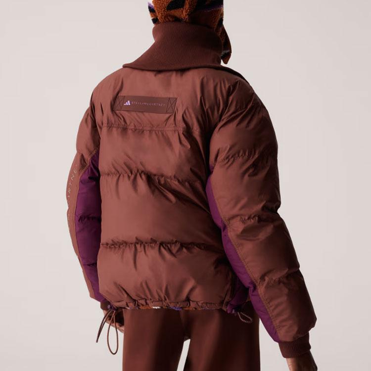 Adidas X Stella McCartney Утепленная зимняя куртка с принтом логотипа и буквами, цветные блоки, длинный рукав, женская куртка красного и коричневого цвета IB5106