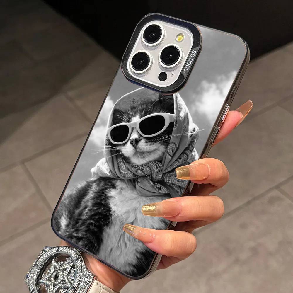 Чехол для телефона "Удивленный кот, который думает" для iPhone 17,16,15,14,13,12,11 Plus,Pro Max,XS, Цветной Серебристый Черный Чехол