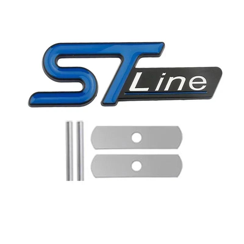 TQ012For FORD ST LINE Logo Front Grill Emblem Badge Car Rear Trunk Sticker Decals Focus Kuga Fiesta Mondeo ESCAPE Ecoboost