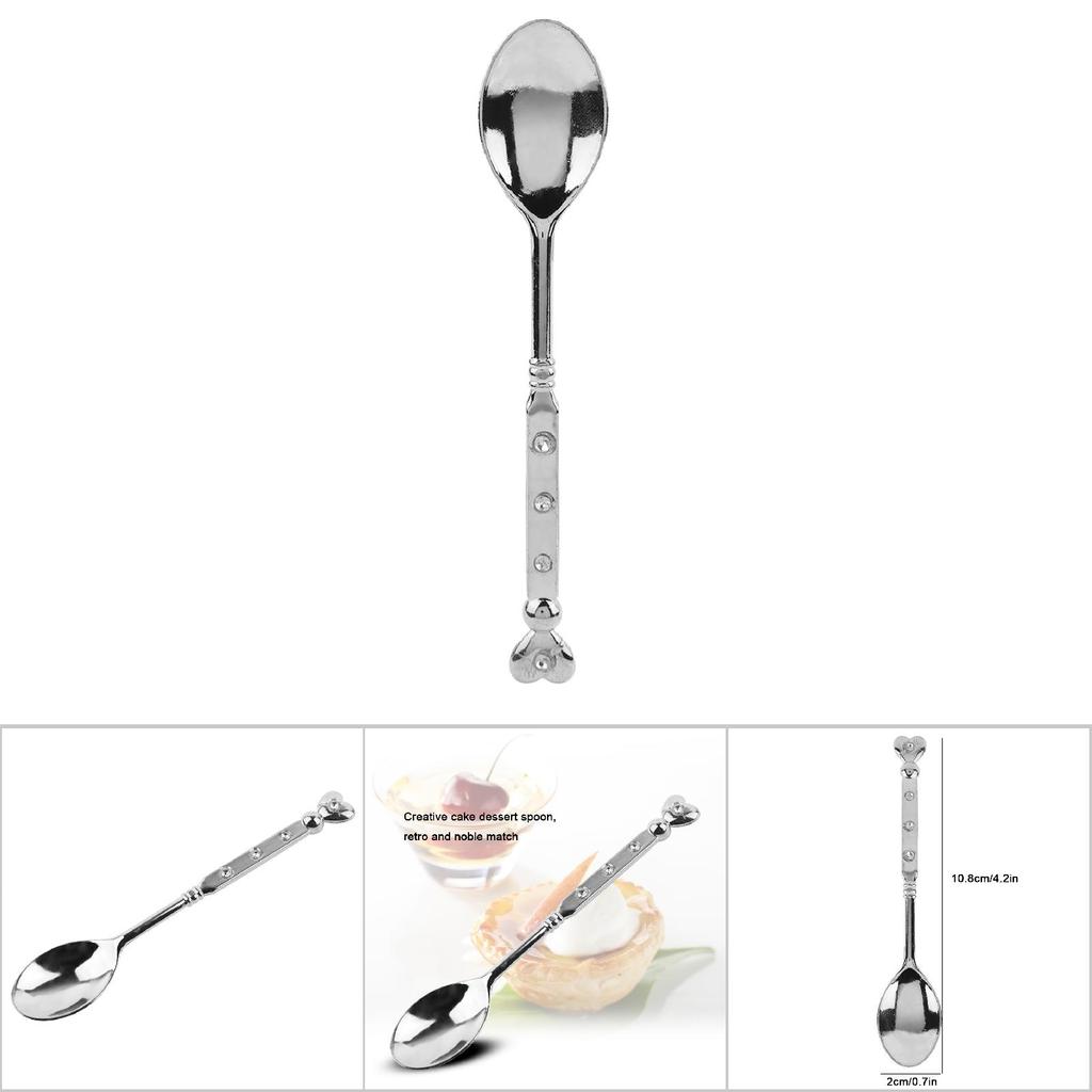 Модная винтажная кофейная ложка в форме сердца, десертная ложка, десертная ложка, ложка для перемешивания(Серебряный)