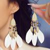 Женские висячие серьги, богемные этнические серьги-перья с каплями воды, длинные кисточки, разноцветные бусины, серьги-подвески, ювелирные изделия, свадебные подарки