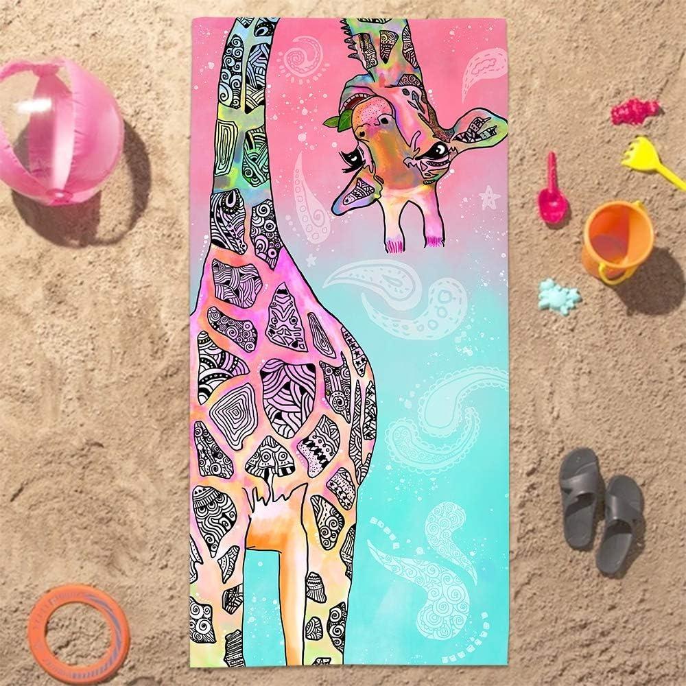 1PC Cute Giraffe Beach Towel for Children friends Gifts Towel Quick-Dry Towel For Bath Yoga Tourism Beach GYM Camping Swimming