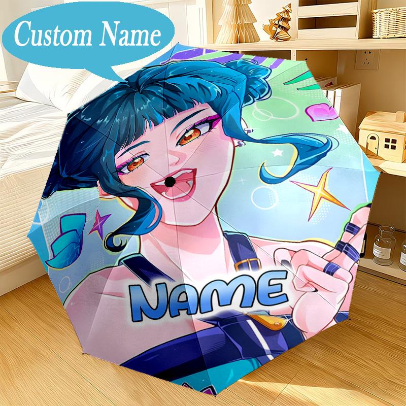 Custom Name Umbrella KPop Cartoon Umbrella 8-Frame for Travel, Camping, Casual Lightweight Portable, Essential for Family Gifts