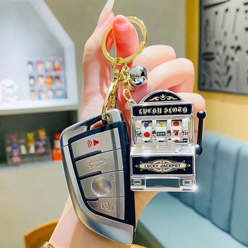 Креативная мини-игровой автомат Фрукты Игрушки для снятия стресса на кончиках пальцев Брелок Талисман Удачи Подвеска Джекпот Сумка Забавные Подарки Для Детей Взрослых