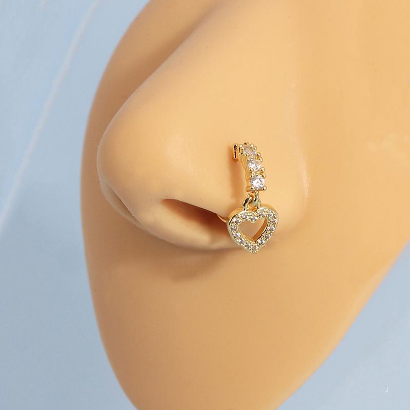 Lady's pierced ear piercing, Zircon cross nose stud, butterfly nose ring piercing, nose jewelry