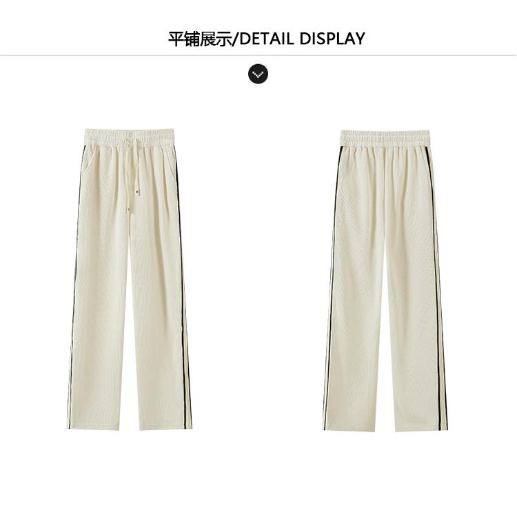 Spring and Autumn Fashion Straight Leg Casual Pants Drawstring Waist Pants High Waist Wide Leg Loose Pants