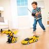 Радиоуправляемая машина - RC Car 2 в 1 - Трансформируется в робота - Световые эффекты - Желтая - Для детей
