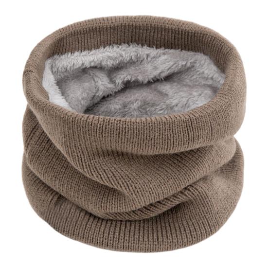 Winter Cycling Scarf Double-Layer Neck Warmer Knit Thickened Fleece Lined Elastic Soft Circle Scarf Neck