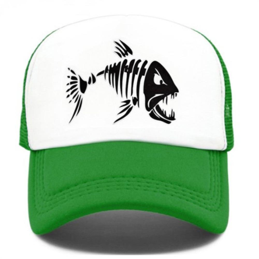popular fish bone printed mesh hat baseball cap, summer sunshade men's and women's vacation sunscreen hat