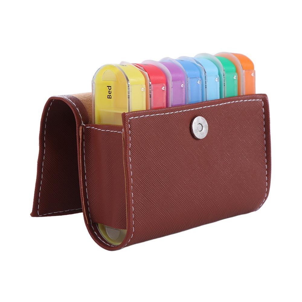 Week Mark 7-Day Pill Organizer PU Carrying Case Daily Pill Box Weekly Pill Organizer Box Travel