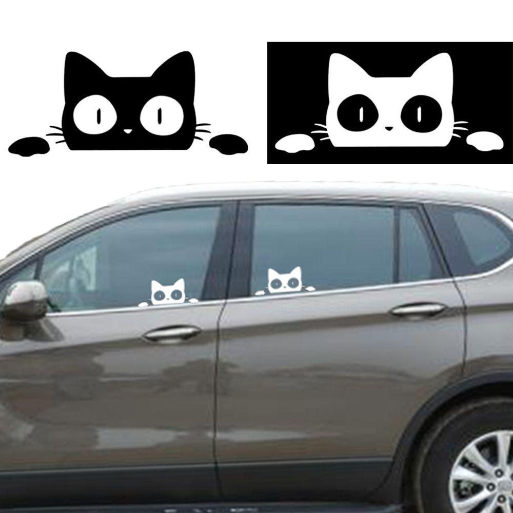 14CM*6.2CM Funny Car Styling Vinyl Car Sticker Surprise Cat Peeking Vehicle Decal
