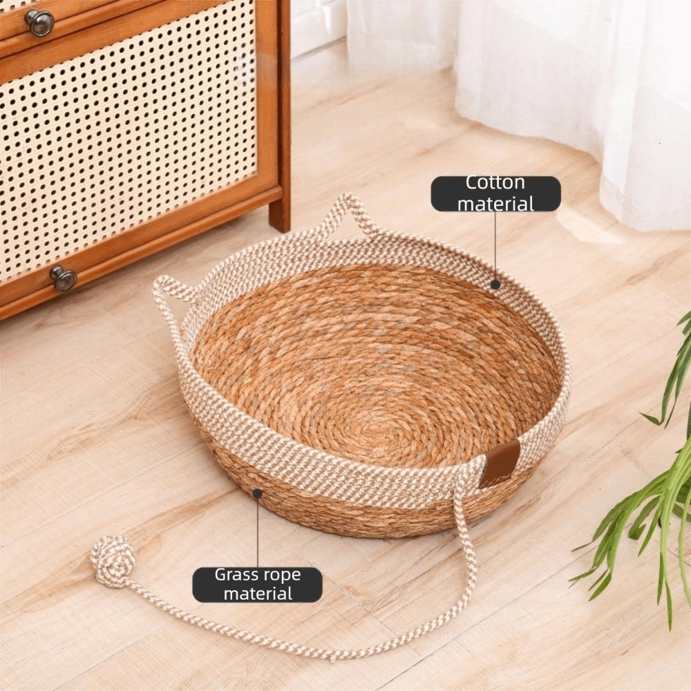Wear-Resistant Woven Cat Nest Round Cat Scratching Baskets Pet Mat Dog Sleeping Bed Nail Trimming