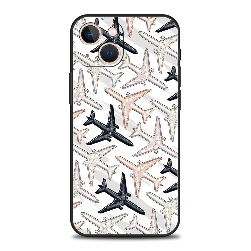 Роскошный мягкий чехол из ТПУ для iPhone 17 Air 16E 16 11 15 14 Pro MAX 12 13 7 8 Plus X XR XS SE 2022 Чехол с узором самолета