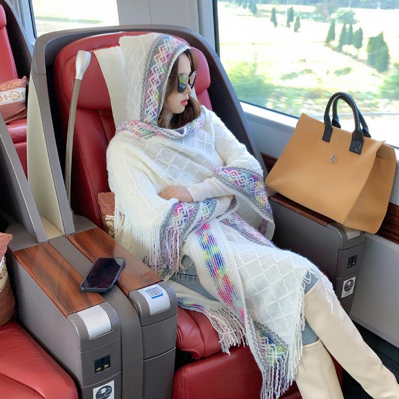 Дышащая, теплая и универсальная домашняя, осенне-зимняя женская шаль для путешествий, толстый плащ, одеяло с кондиционером