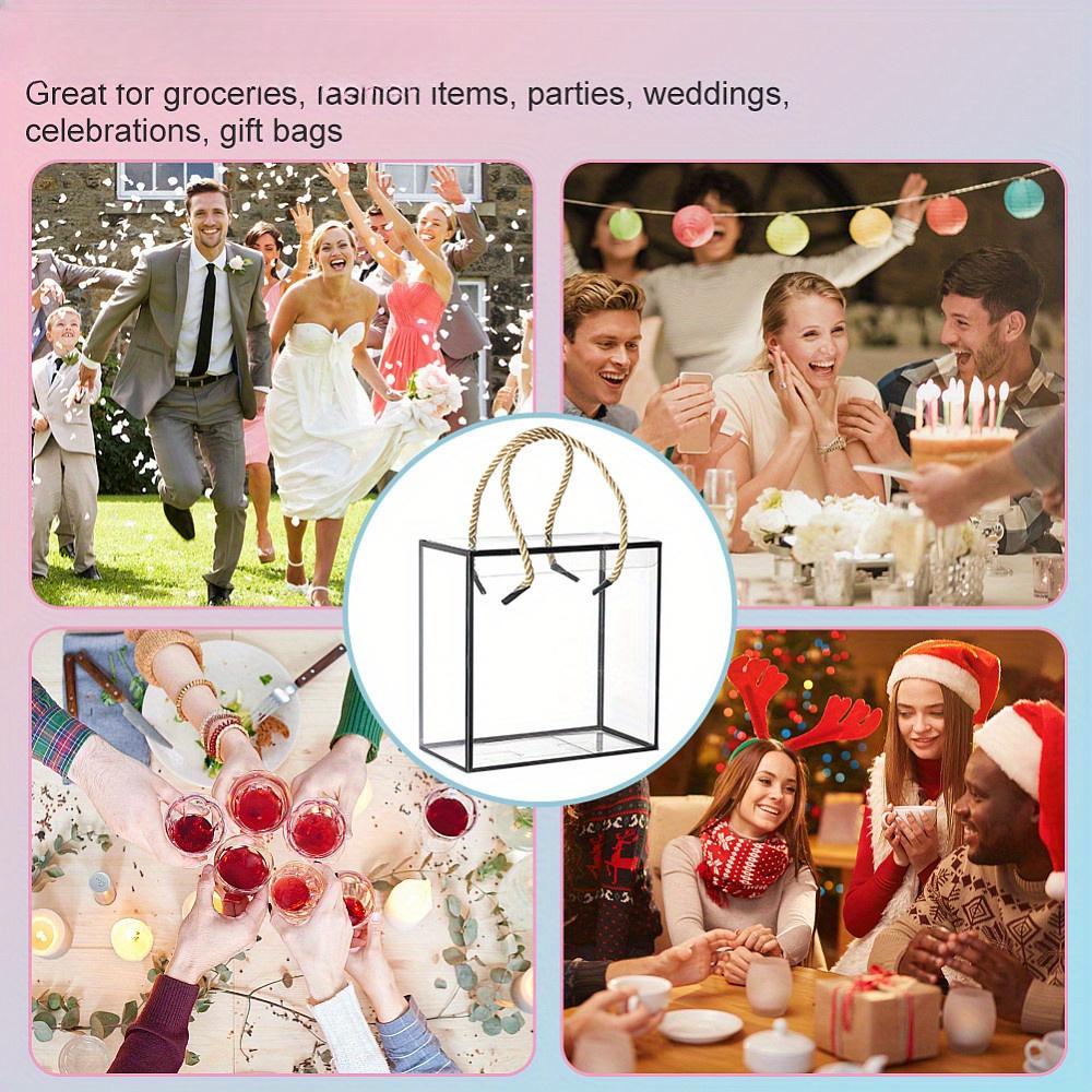 6 шт. Прозрачная подарочная коробка из ПВХ с полиэстеровым шнуром, прямоугольная прозрачная подарочная коробка с черным краем