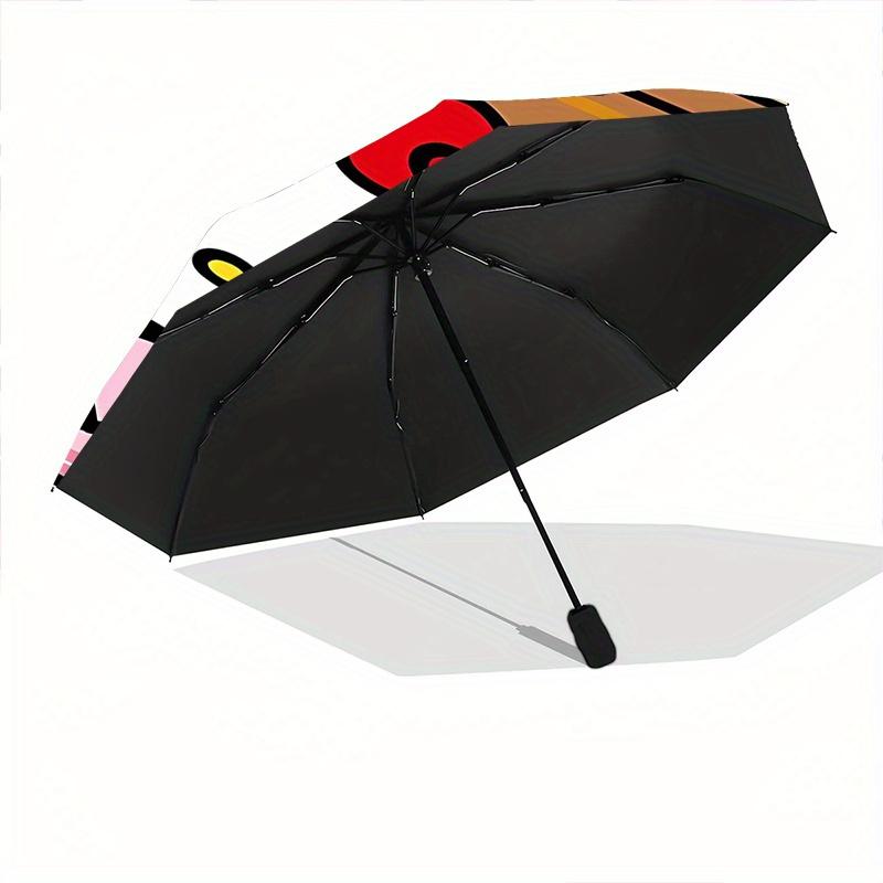 Classroom Hello Kitty Automatic 3-Fold Umbrella Design, Cute Cartoon Pattern, Portable Outdoor Umbrella, Perfect, Holiday Gift for Disney fans.Y017