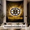 Custom Text Tapestry Boston Bruins Print Wall Tapestry Indoor Living Room Wall Decor