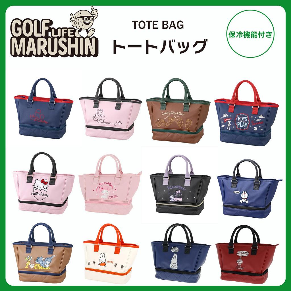 Marushin Tote Bag Disney Minnie Mouse Line Ribbon Round Bag Golf Cool Synthetic Leather 2335035600
