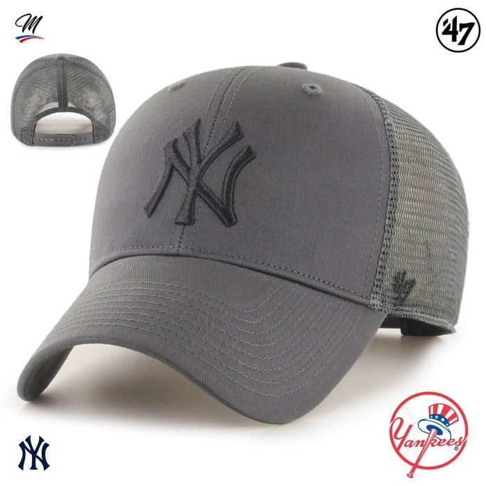 Casquette Trucker - 47 Brand - New York Yankees BRANSON - Gris Foncé - Ajustable - Style Urbain