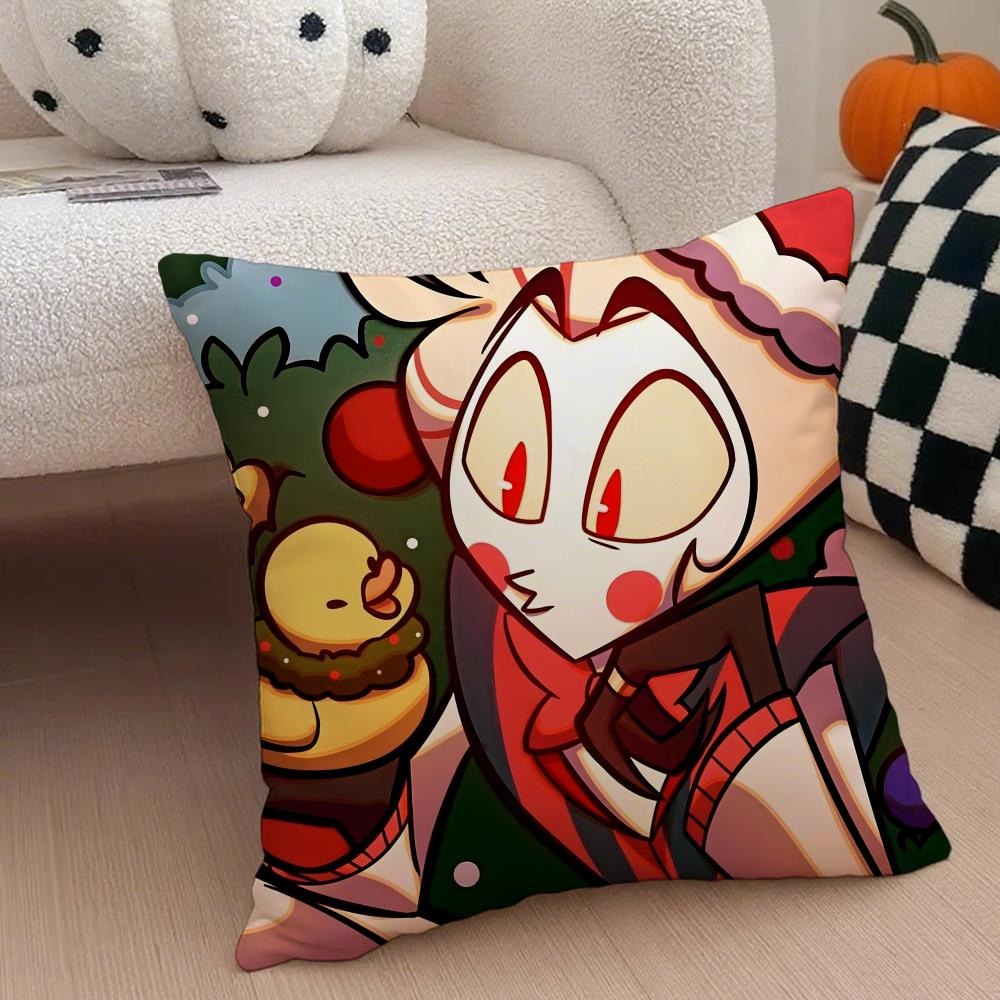 Edgy Musical Quirky Animate HHazbin Hotel Cushion Cover Throw Pillow Cover Hidden Button Durable Polyester Chair Cushion