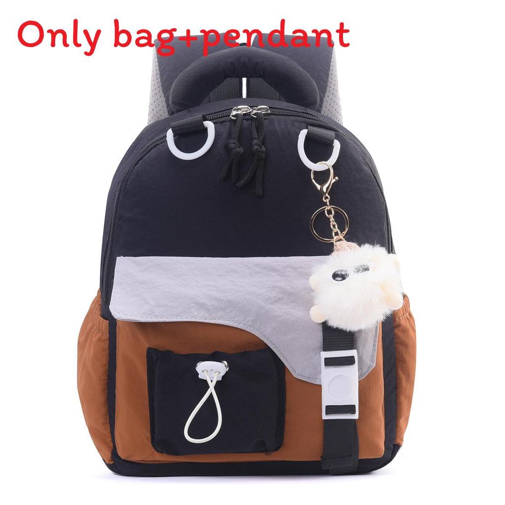 Color Blocked Childrens Backpack With Plush Pendant For School And Outings