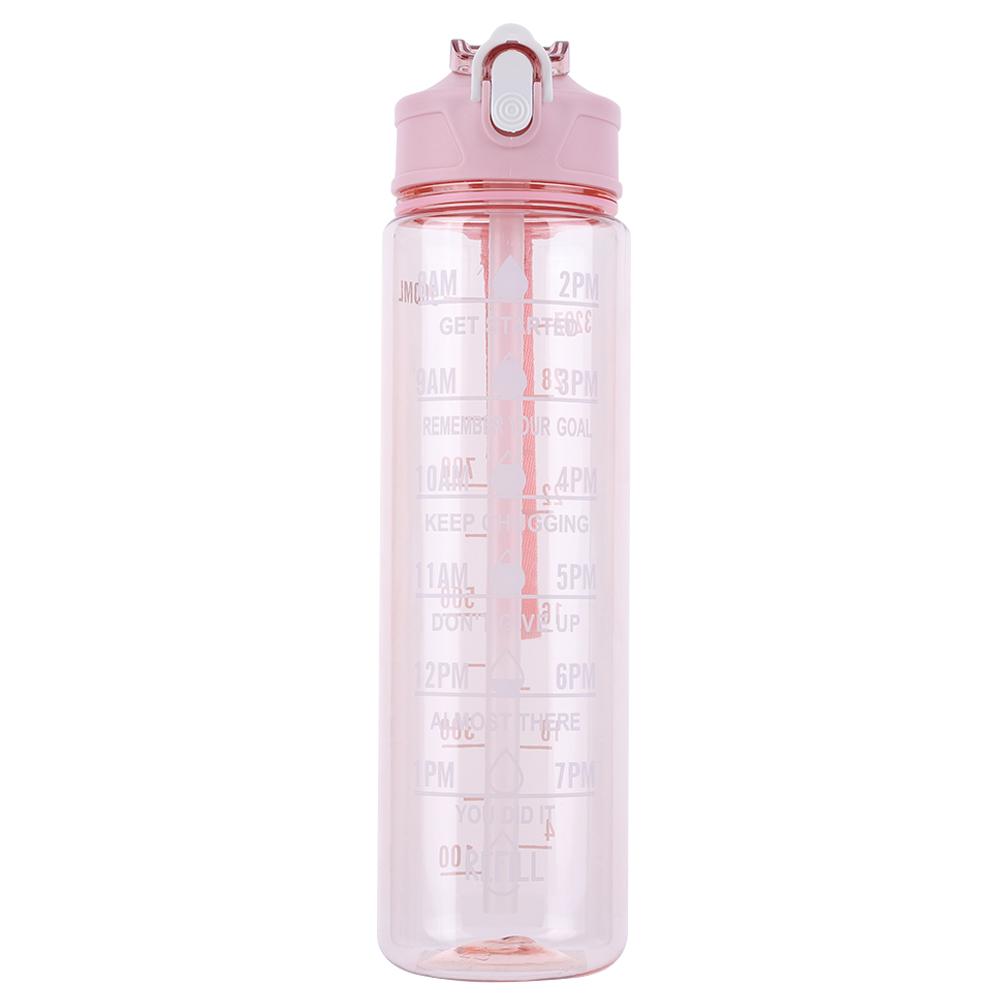 800ml Sports Water Bottle with Straw & Handle Outdoor Travel Bottle Leakproof Motivational Drinking Bottle for Boys Girls
