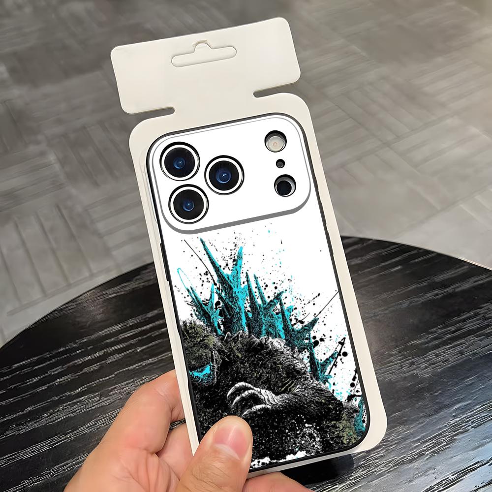 G-GodzillaSE M-Monster Чехол для телефона Для IPhone 17 Air 16 E Pro Max 15 14 13 Mini 12 Pro 11 Max Plus Черный Мягкий корпус