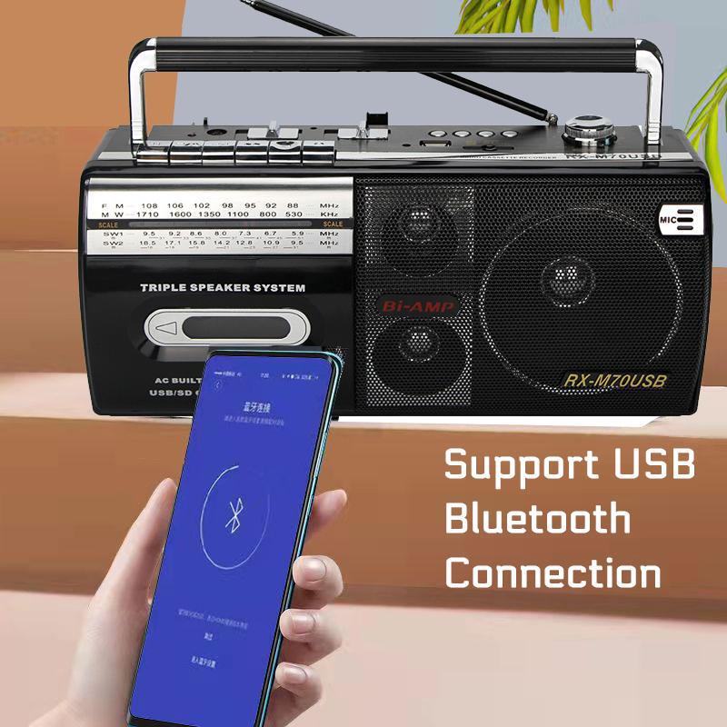 28 Вт мощность ретро магнитофон кассетный плеер громкий голосовой динамик AM FM SW 4 диапазона радио USB SD Mp3-плеер