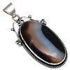 Pendant Grey Botswana Agate Gemstone Mother's Day Gift Silver Jewelry 2.25"
