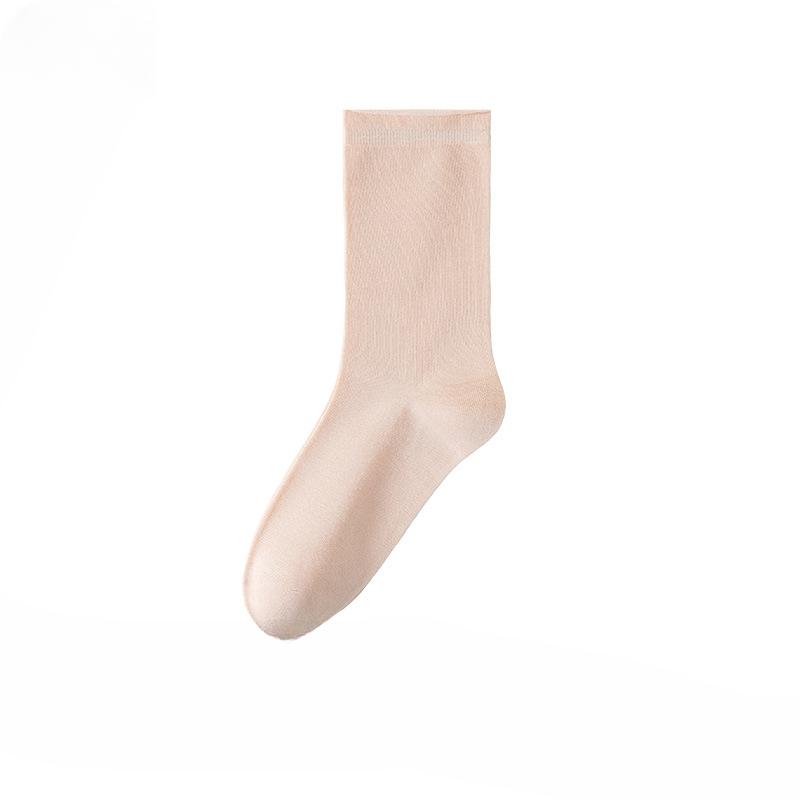 Female Spring Candy Color Roll Edge Breathable Sweat Absorbent Boneless Month In The Tube Pile Socks
