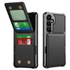 ZM11 For Samsung Galaxy A54 5G Case Card Slots PU Leather Coated TPU Kickstand Cover -  Black