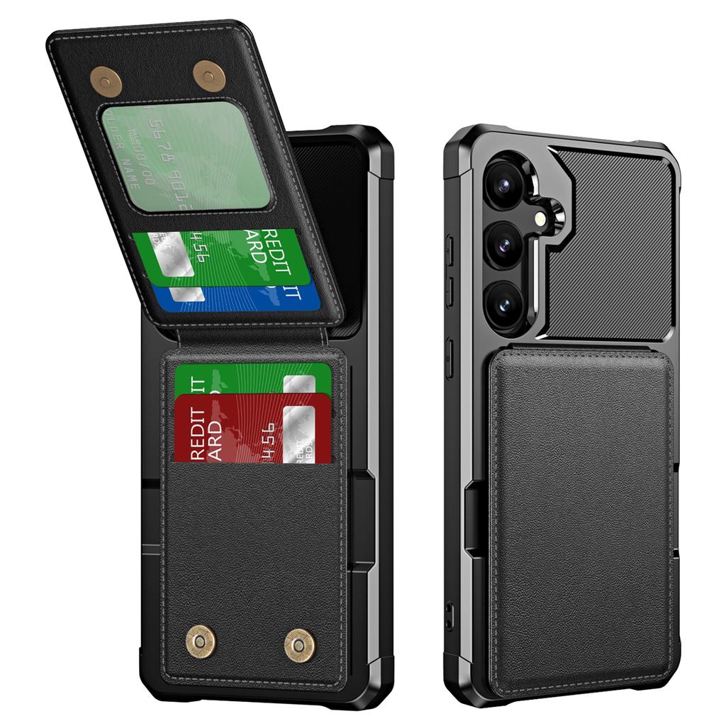 ZM11 For Samsung Galaxy A54 5G Case Card Slots PU Leather Coated TPU Kickstand Cover - Black