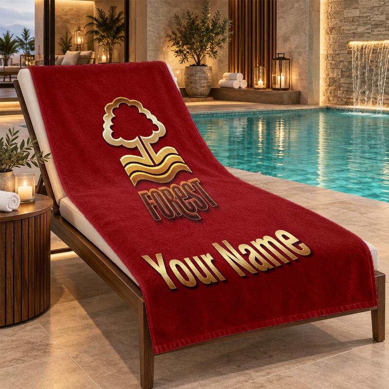 Custom Name Nottingham Forest Beach Towel Personalized Text Soft Towel Swimming Travel Bath Gift