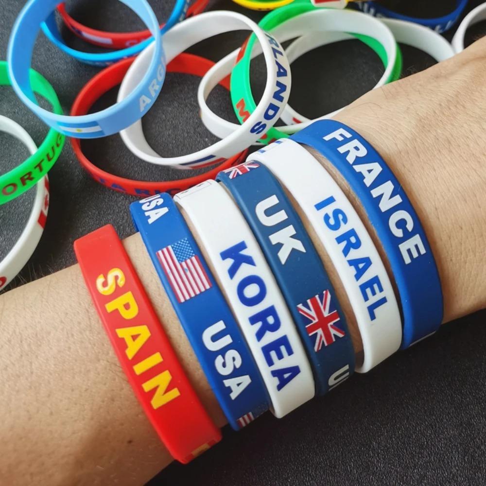Flag Logo Name Silicone Bracelet World Flag Bracelet Jewelry Gift Wristband Olympic Game