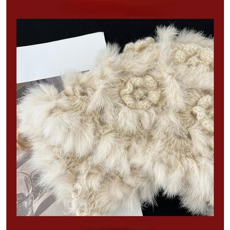 Women S Faux Rabbit Fur Knitted Tassel Beanie Warm For Autumn Winter