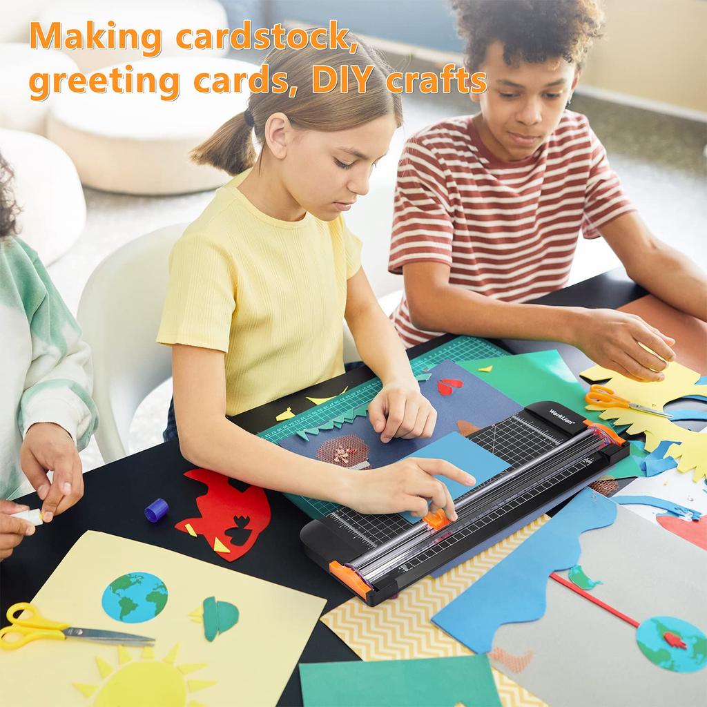 Резак для бумаги WORKLION: Резак для бумаги, легкая мини-машинка для резки, совместимая с бумагой формата A4, A5, фото, купонами, этикетками, карточками, с линейкой (черный)