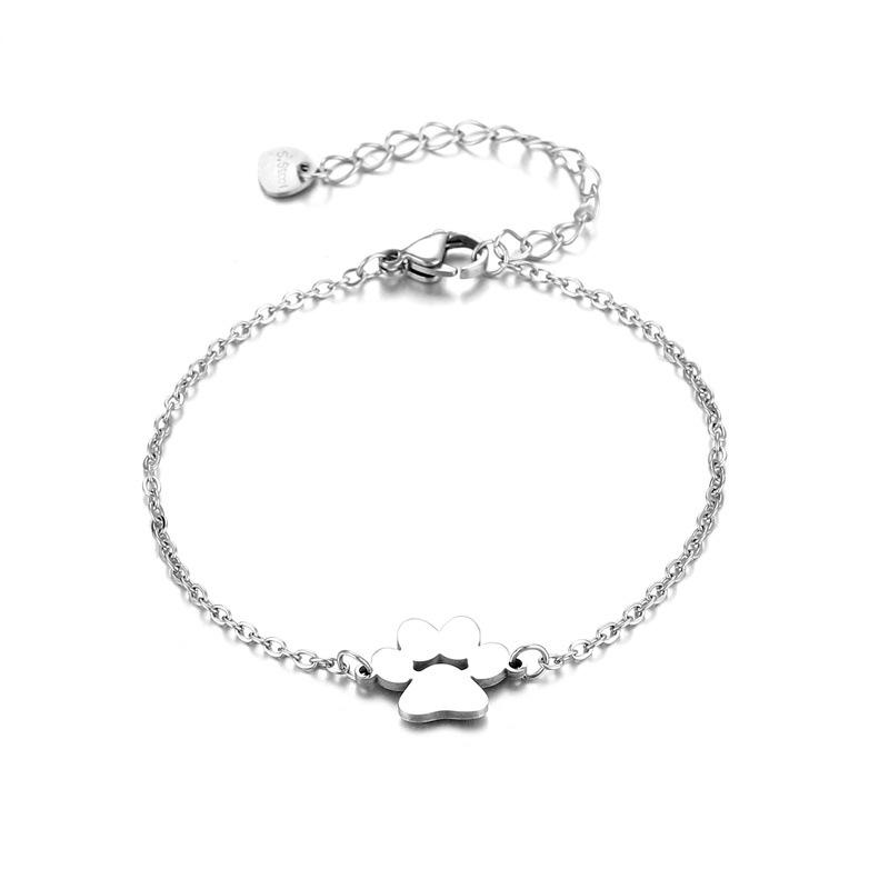 Fashionable Cute Dog Paw Cat Paw Titanium Steel Bracelet Pet Theme Jewelry Gift For Women
