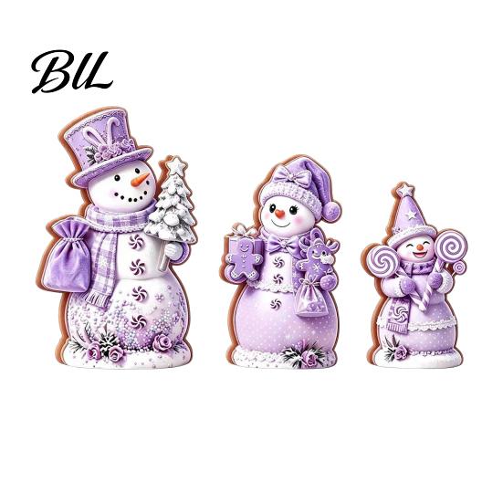 Wooden Snowman Ornaments 3PCS Christmas Ornaments, Decorative Cute Festive Figures, Indoor Winter Decorations High-definition Printing Crafts