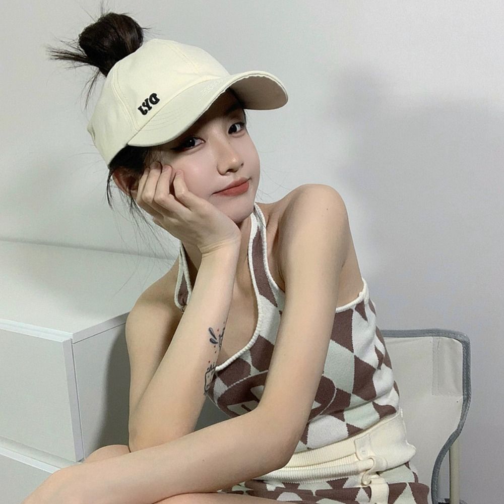 Letter Embroidery Empty Top Baseball Cap Korean Style Peaked Cap Versatile Sun Hat Sports