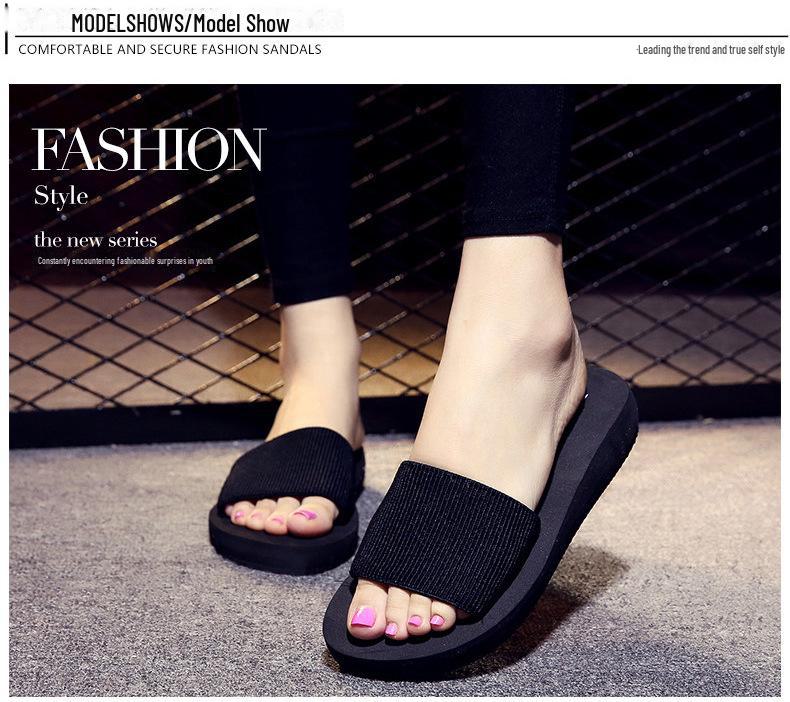 «Парные пляжные тапочки для родителей и детей»: Женские и детские шлепанцы на танкетке с толстой подошвой