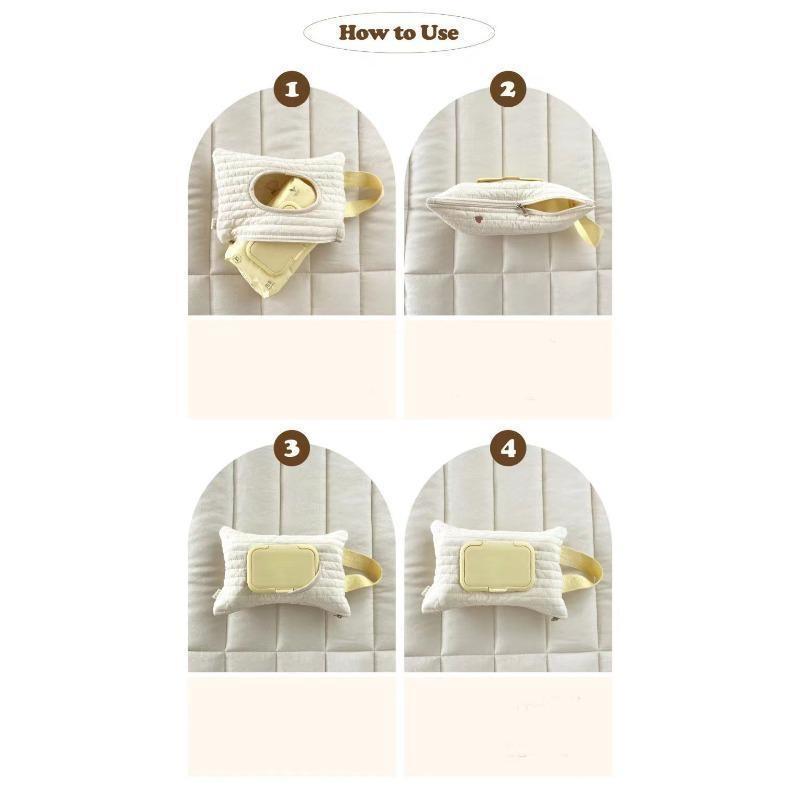 Вышитый чехол для детской коляски Съемный чехол для салфеток Держатель для бумаги Коробка для хлопковых салфеток Удобный мешок для хранения влажных салфеток