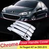 For Peugeot 407 SW Coupe 2003 2004 2005 2006 2007 2008 2009 2010 Chrome Door Handle Cover Trim Car Set Styling Accessories ABS