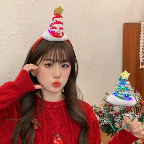 Christmas Santa Rudolph Headband Christmas Party Supplies Home Party 6 Pieces, F Set