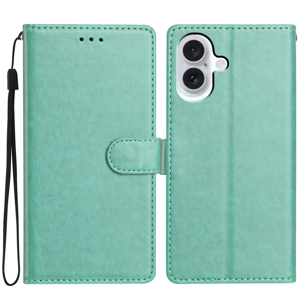 For iPhone 17 Leather Case Wallet Stand Phone Cover with Handy Strap