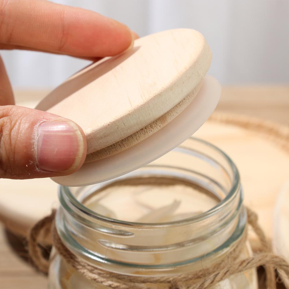 Sizes Compatible Bottle Sealing Caps Mason Jar Lid Wide Mouth Cover Canning Storage Wood Lids